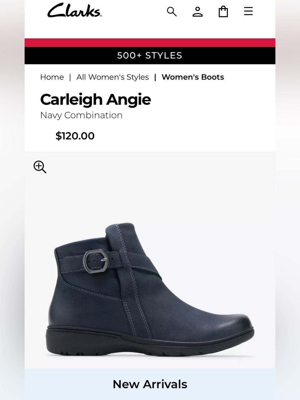Clarks Carleigh Angie Navy Combination Ankle Boot